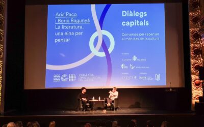 El filòsof igualadí Arià Paco i  l’escriptor Borja Bagunyà, conversen sobre literatura i pensament al primer dels Diàlegs Capitals